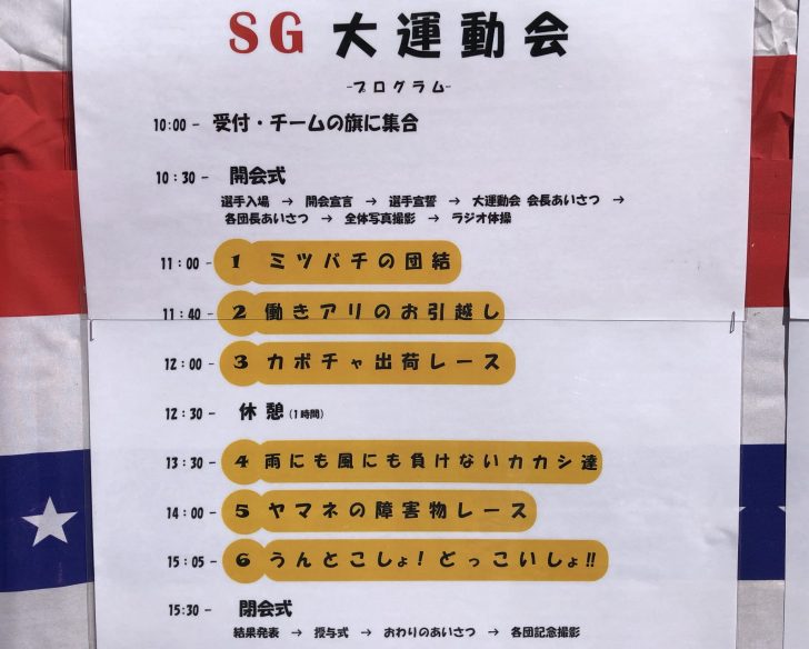 SG大運動会2018のスケジュール