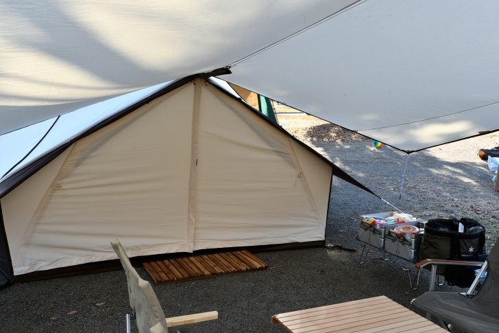グロッケと山渓レクタを連結して設営